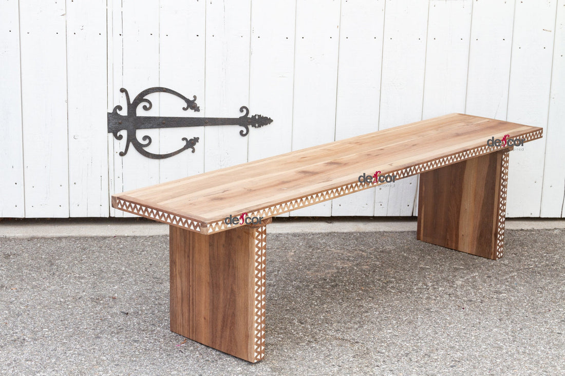 Reclaimed Teak Parson Mother of Pearl Inlay Bench (Trade)