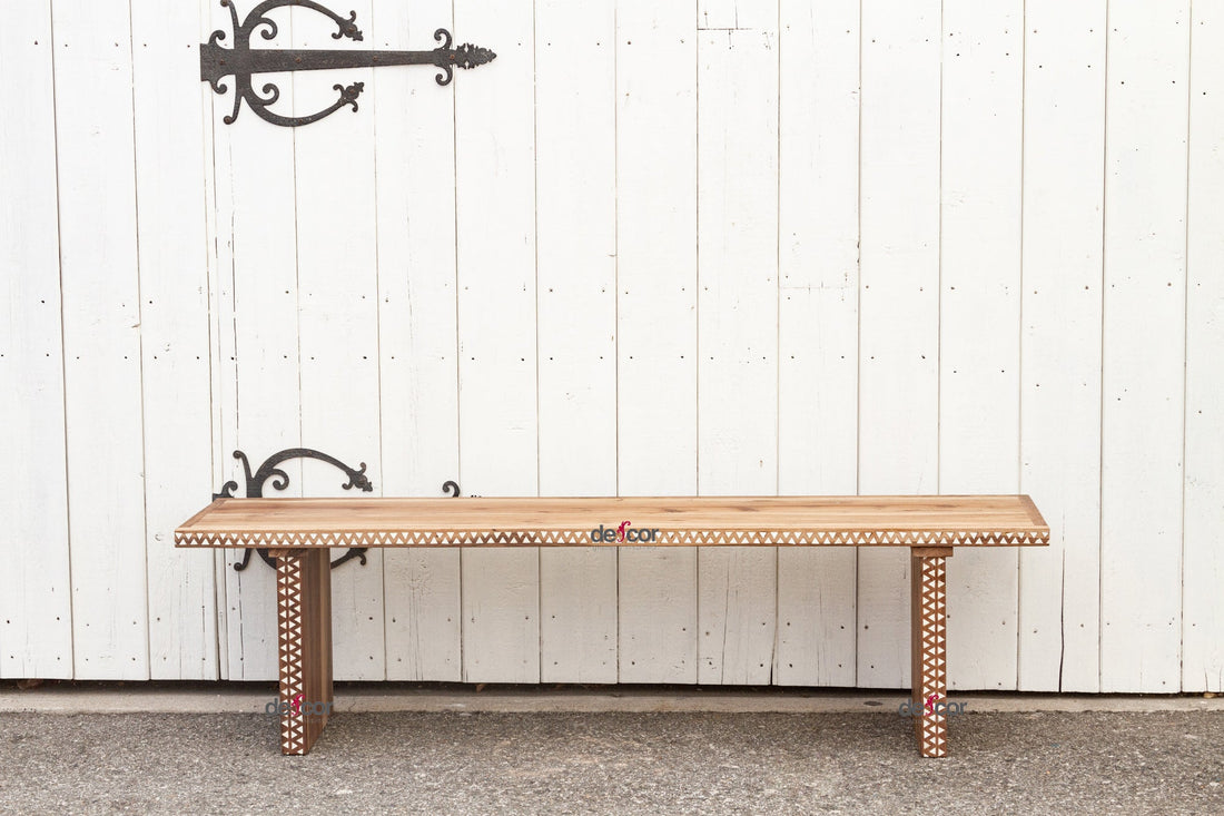 Reclaimed Teak Parson Mother of Pearl Inlay Bench