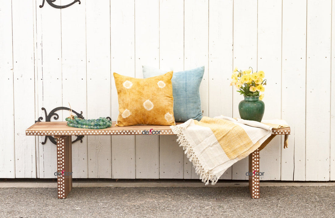 Reclaimed Teak Parson Mother of Pearl Inlay Bench (Trade)