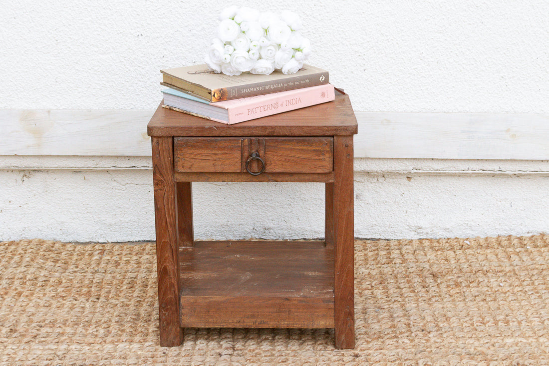 Small Antique Colonial Teak End Table (Trade)