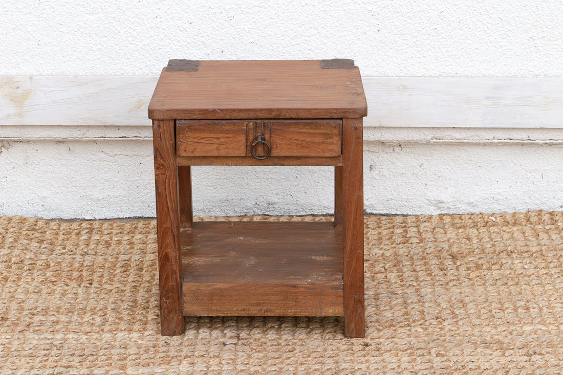 Small Antique Colonial Teak End Table (Trade)