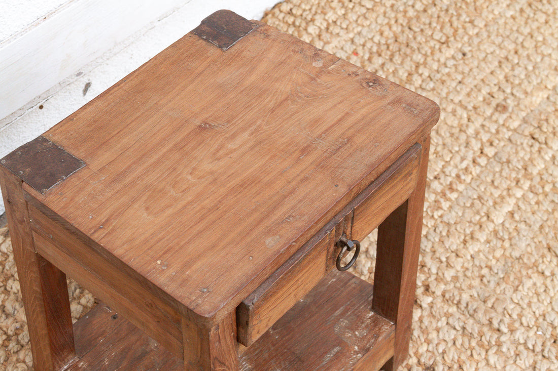 Small Antique Colonial Teak End Table (Trade)
