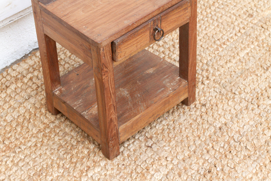 Small Antique Colonial Teak End Table