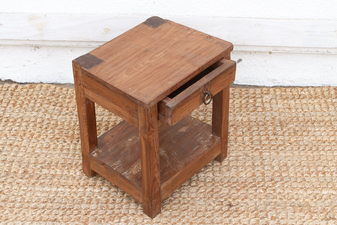 Small Antique Colonial Teak End Table