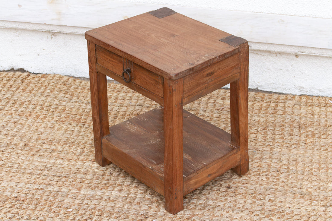 Small Antique Colonial Teak End Table