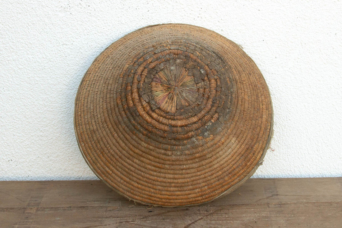 Antique Coiled Woven Harvest Basket