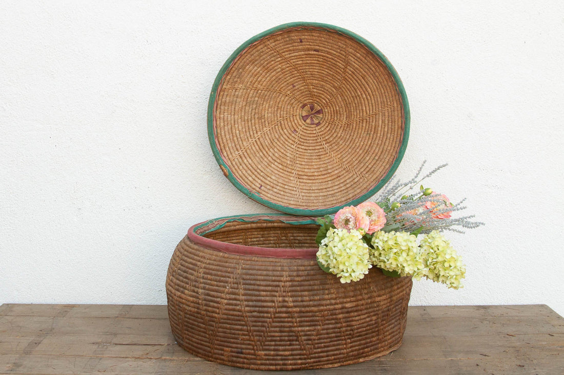 30"Dm Large Antique Nomadic Storage Basket