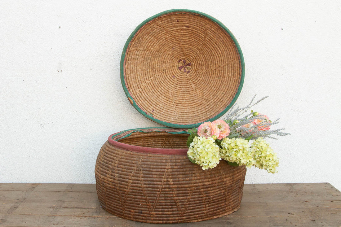 30"Dm Large Antique Nomadic Storage Basket