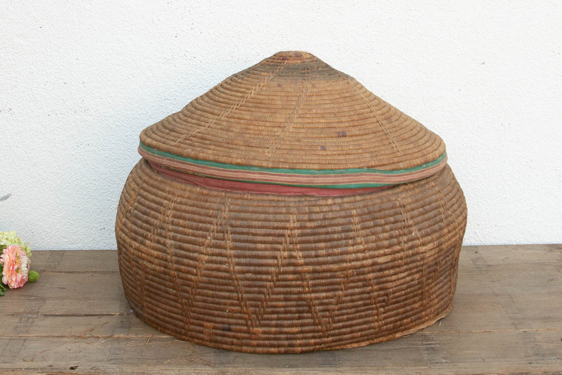 30"Dm Large Antique Nomadic Storage Basket