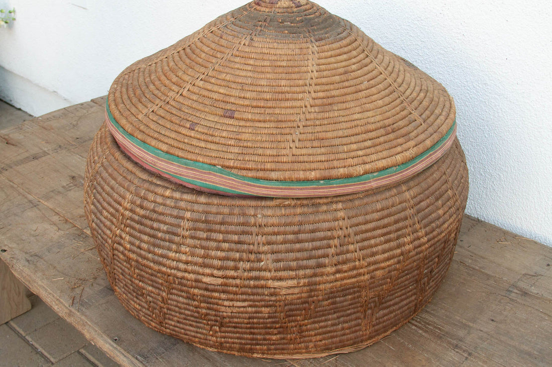 30"Dm Large Antique Nomadic Storage Basket