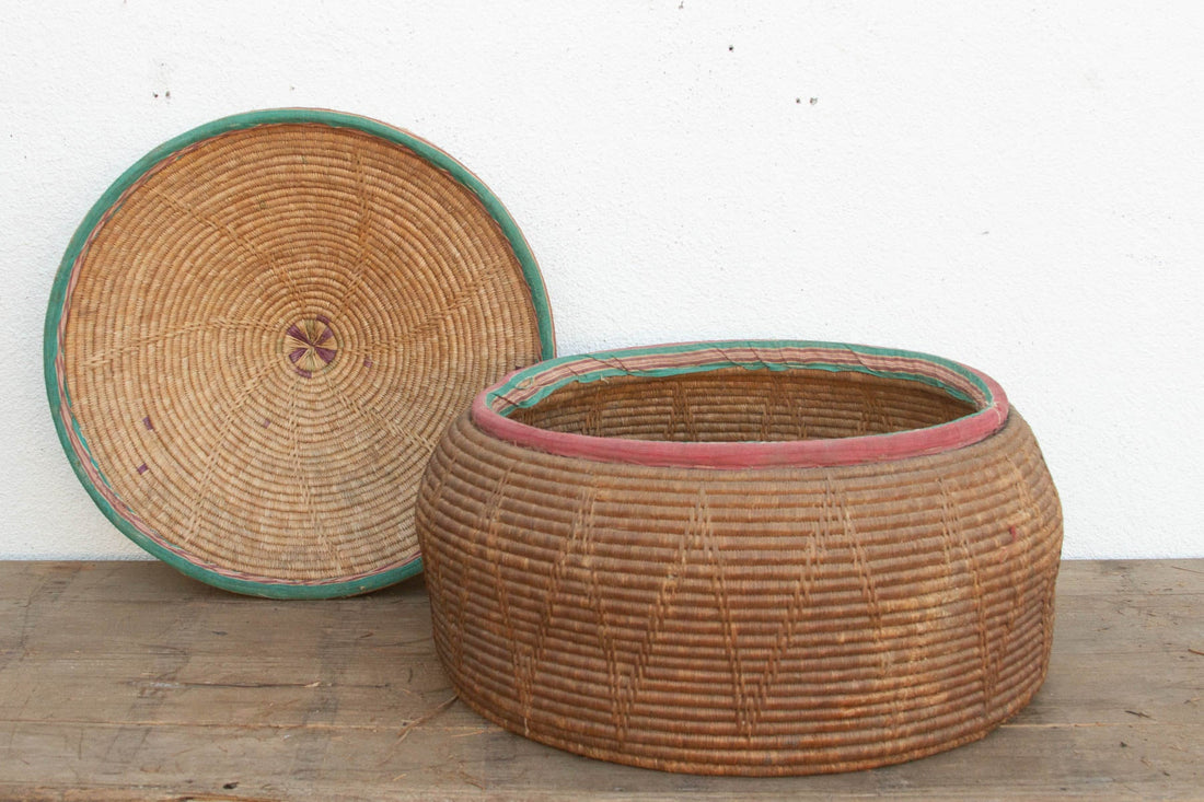 30"Dm Large Antique Nomadic Storage Basket
