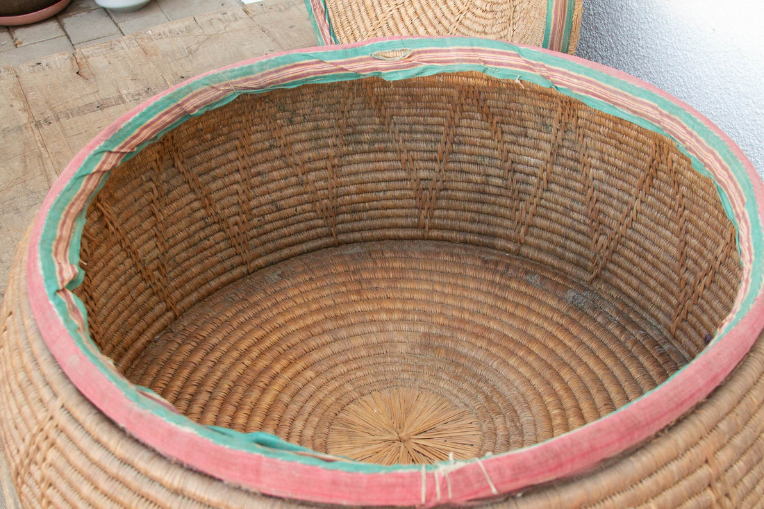 30"Dm Large Antique Nomadic Storage Basket