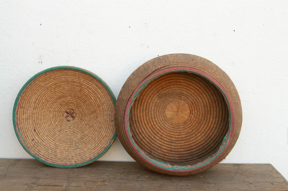 30"Dm Large Antique Nomadic Storage Basket