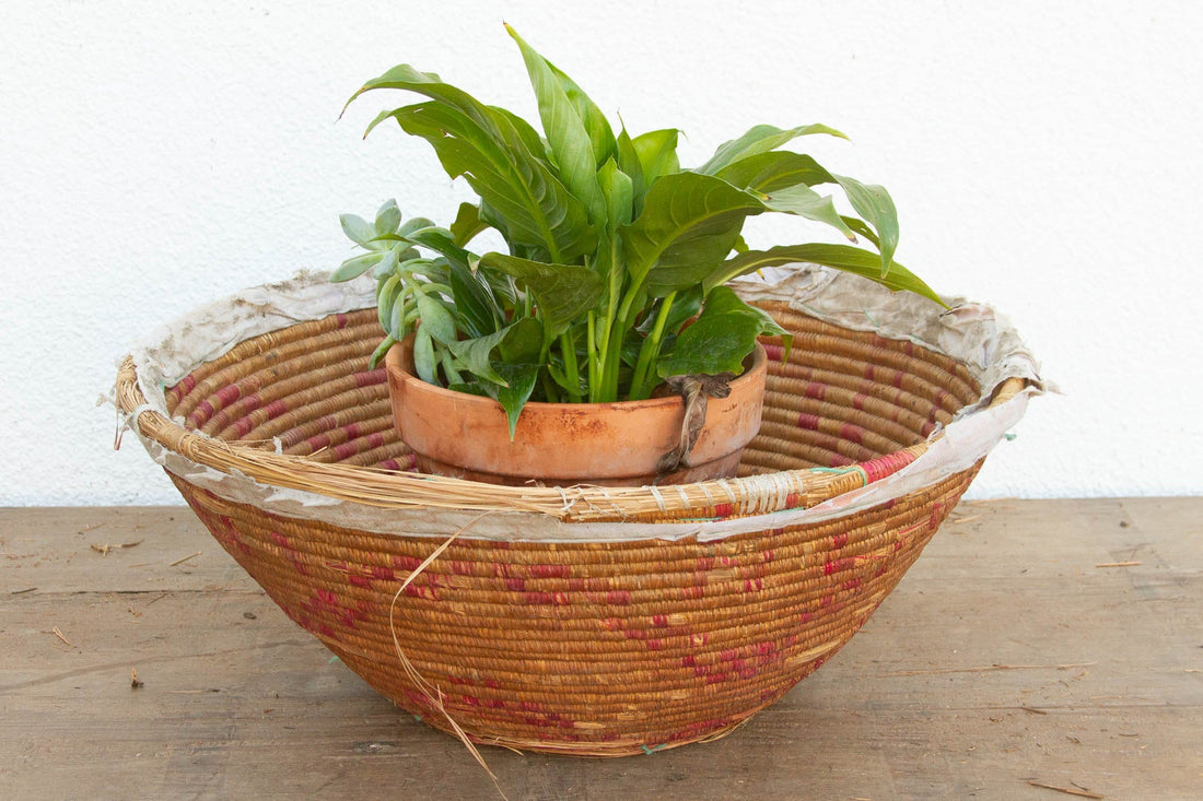 Farmhouse Nomadic Basket with Pink and Natural Colors