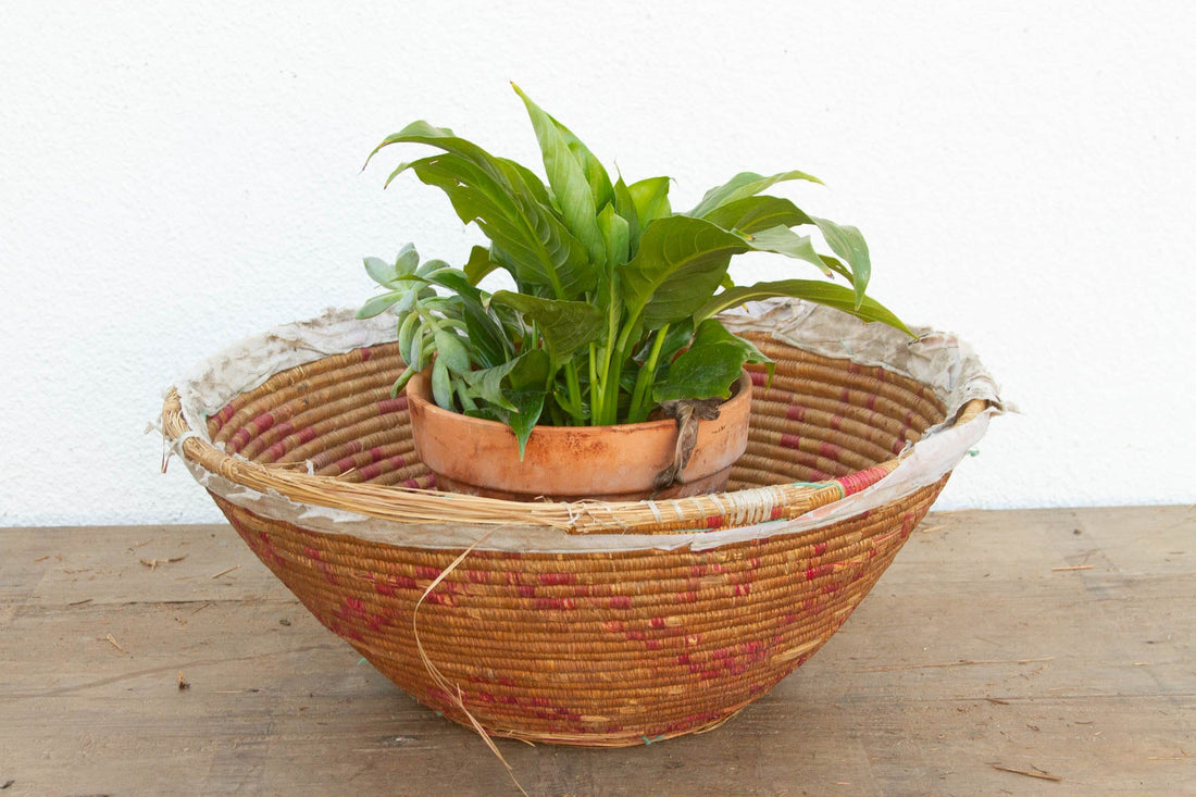 Farmhouse Nomadic Basket with Pink and Natural Colors