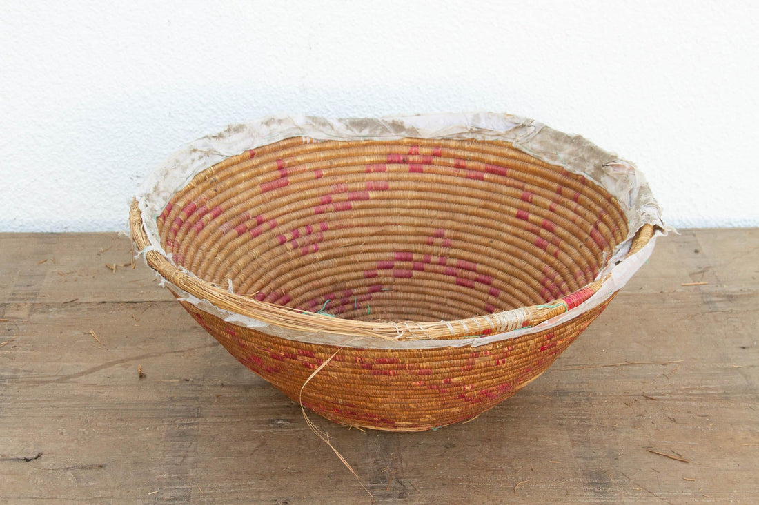 Farmhouse Nomadic Basket with Pink and Natural Colors
