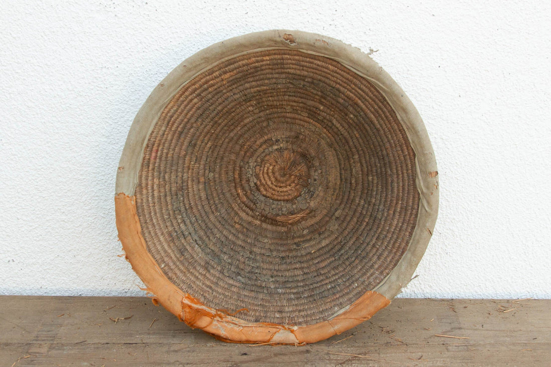 18" Dm Harvest Basket with Textile Rim & Mud Base (Trade)