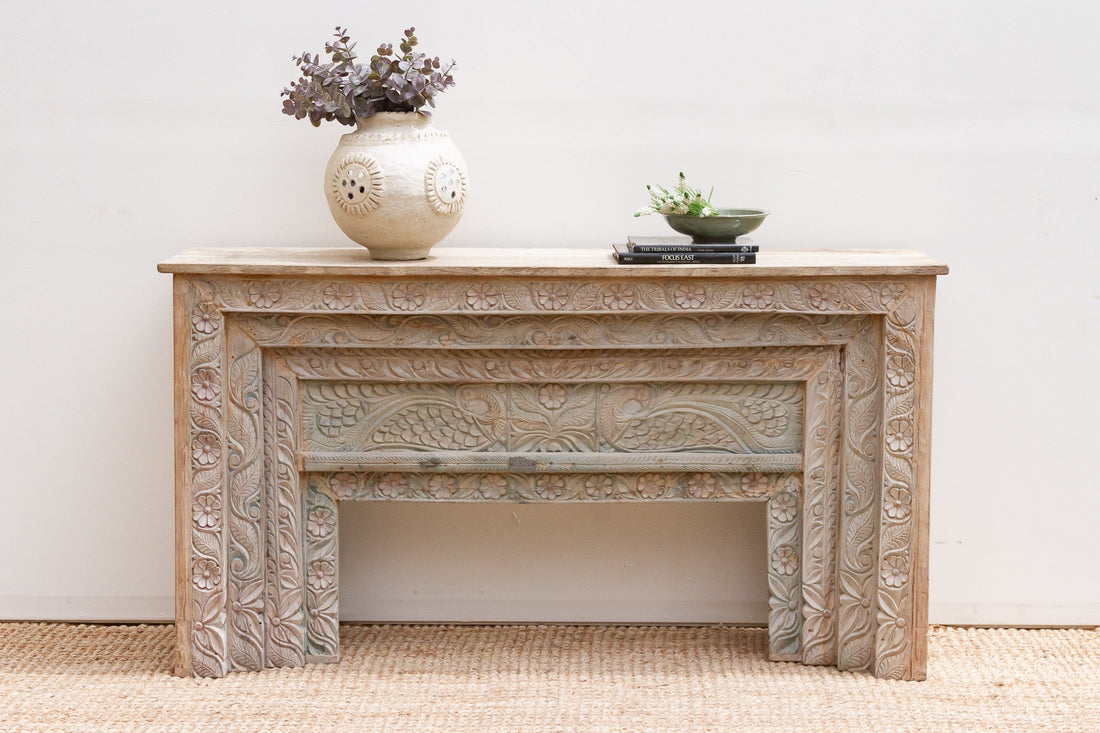 Beautifully Carved Rajput Art Teak Console