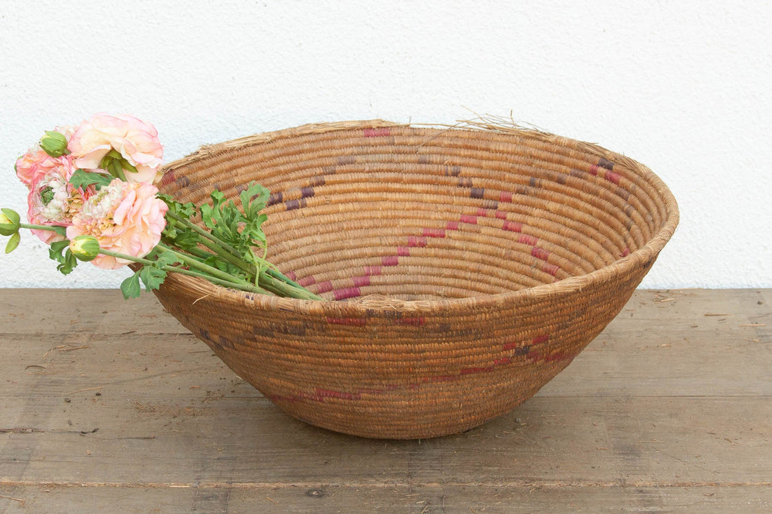 Antique Floral Motif Harvesting Basket