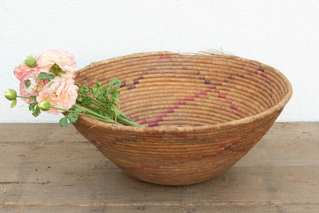Antique Floral Motif Harvesting Basket
