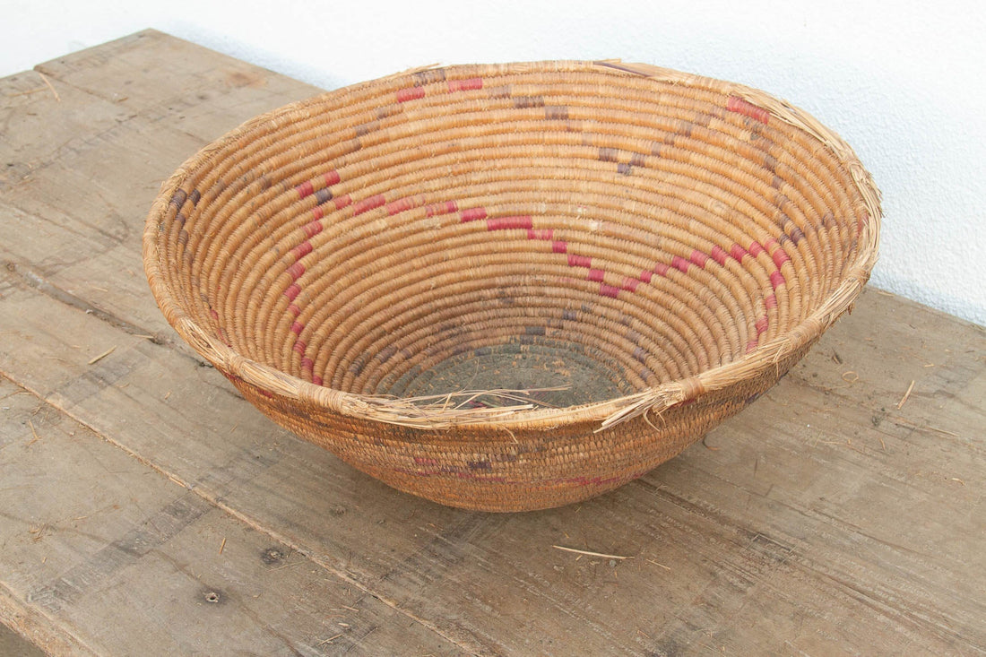 Antique Floral Motif Harvesting Basket