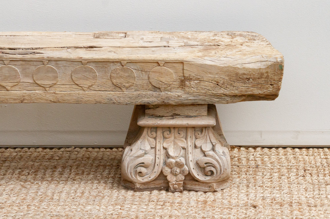 Ancient Sun-Bleached Teak Beam Bench