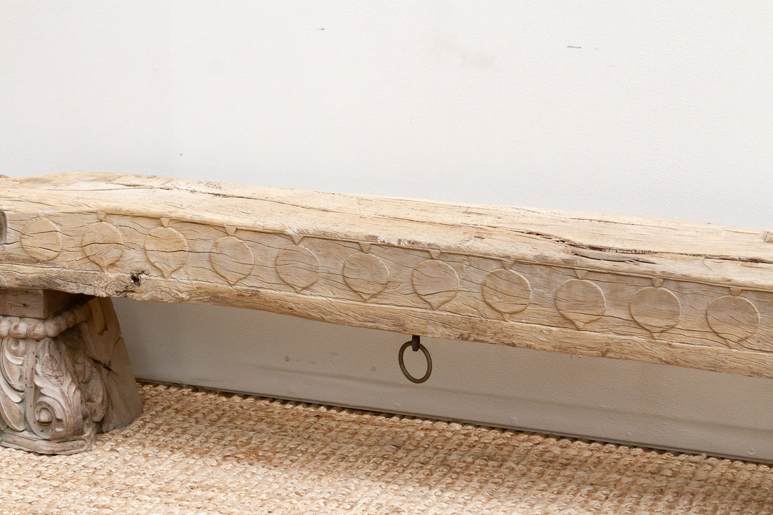 Ancient Sun-Bleached Teak Beam Bench