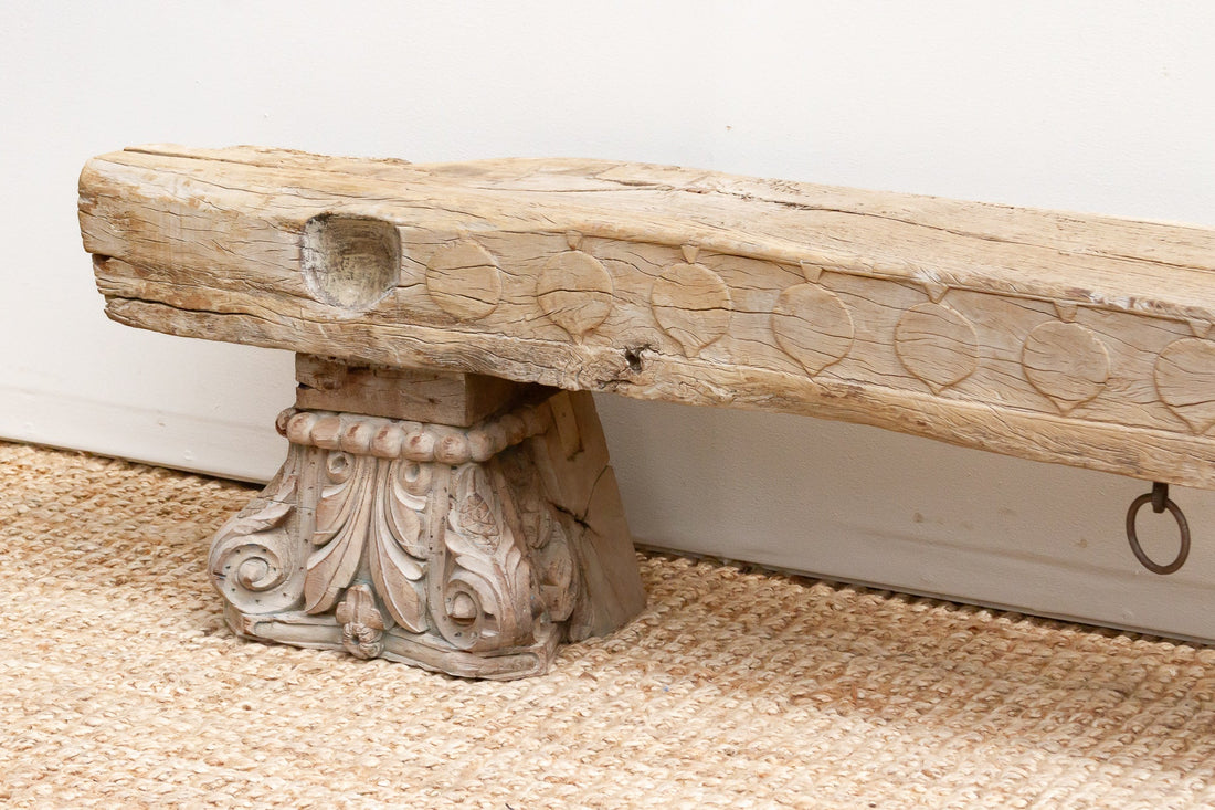 Ancient Sun-Bleached Teak Beam Bench
