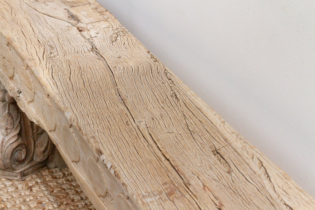Ancient Sun-Bleached Teak Beam Bench