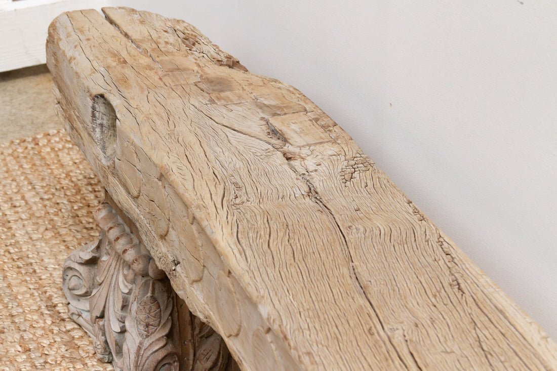 Ancient Sun-Bleached Teak Beam Bench