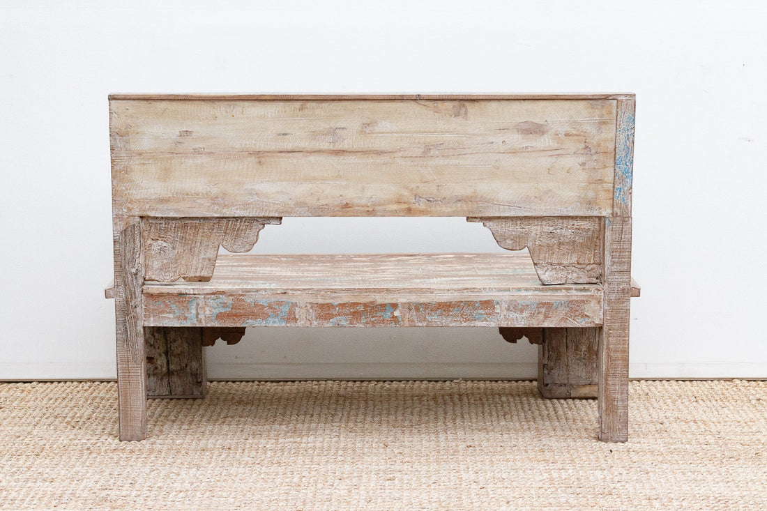 Exquiste Hand-Carved Teak Tribal Settee Bench