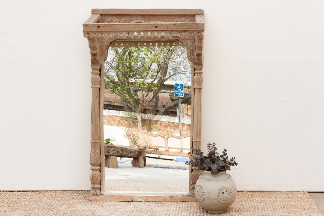 One-of-A-Kind Sun-Bleached Teak Arch Mirror