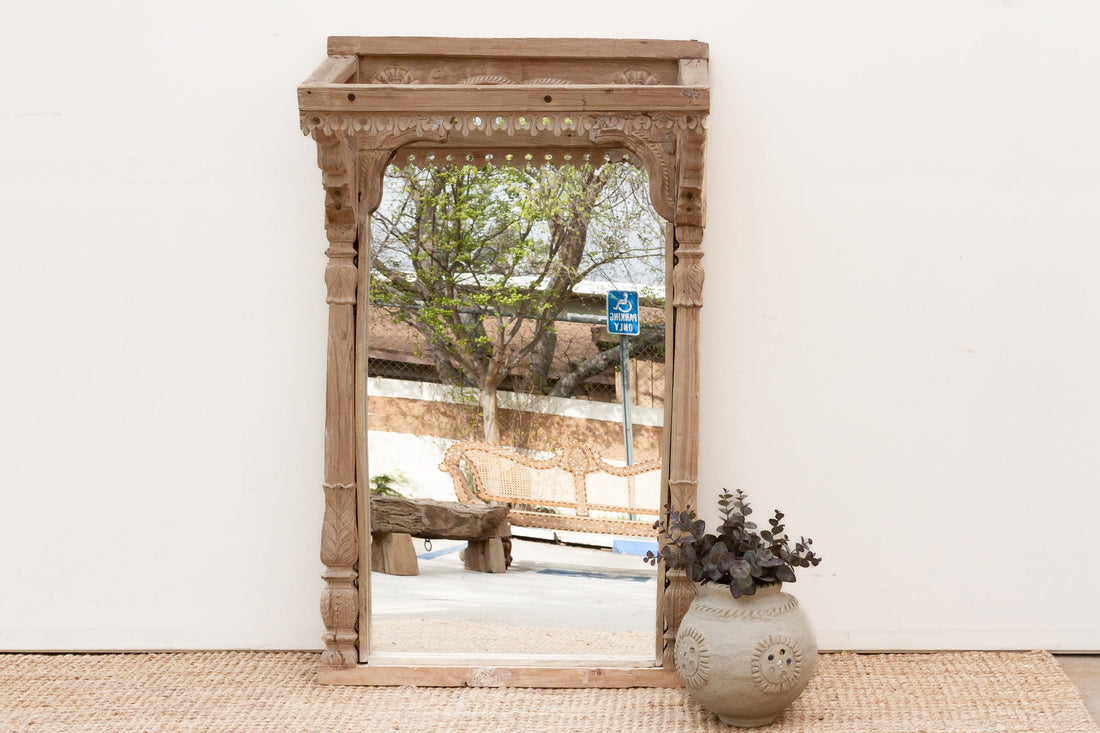 One-of-A-Kind Sun-Bleached Teak Arch Mirror