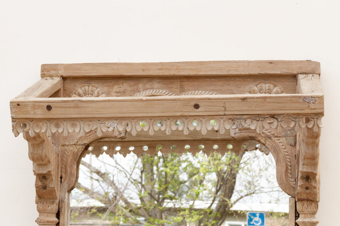 One-of-A-Kind Sun-Bleached Teak Arch Mirror