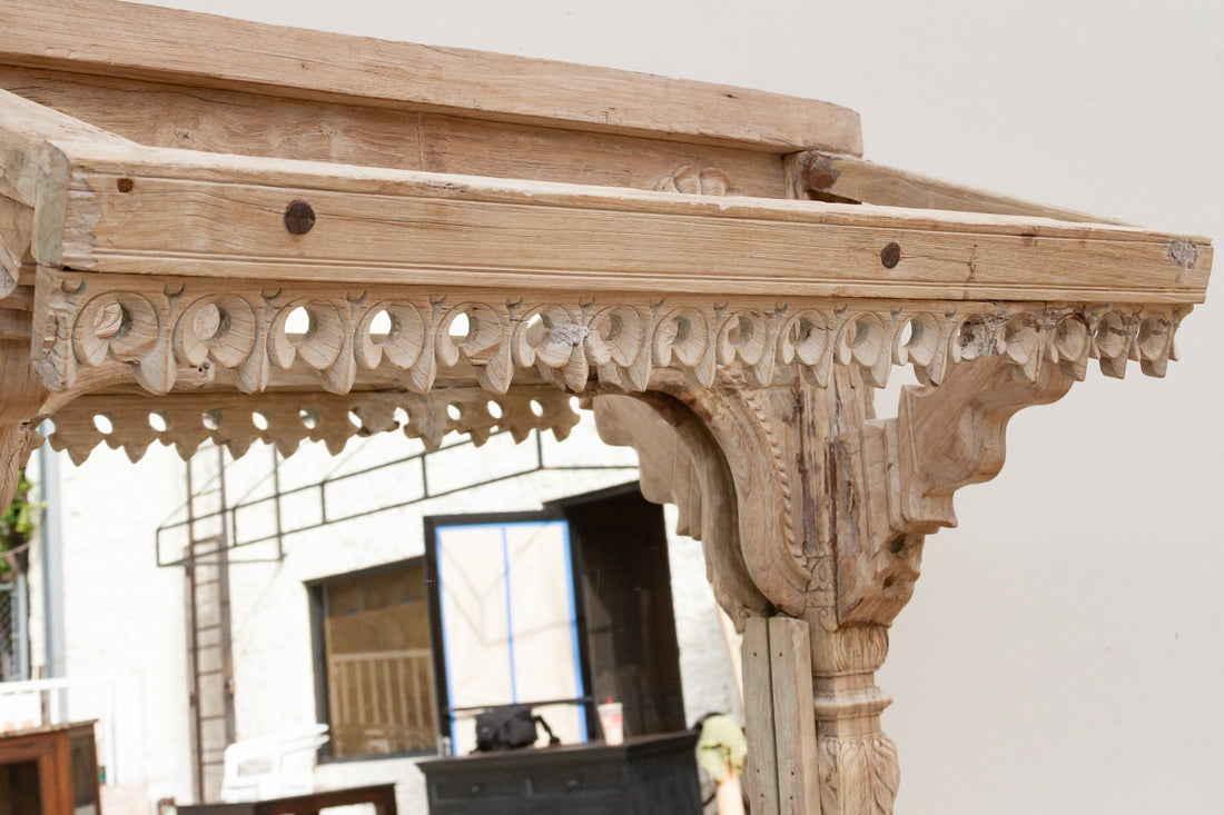 One-of-A-Kind Sun-Bleached Teak Arch Mirror