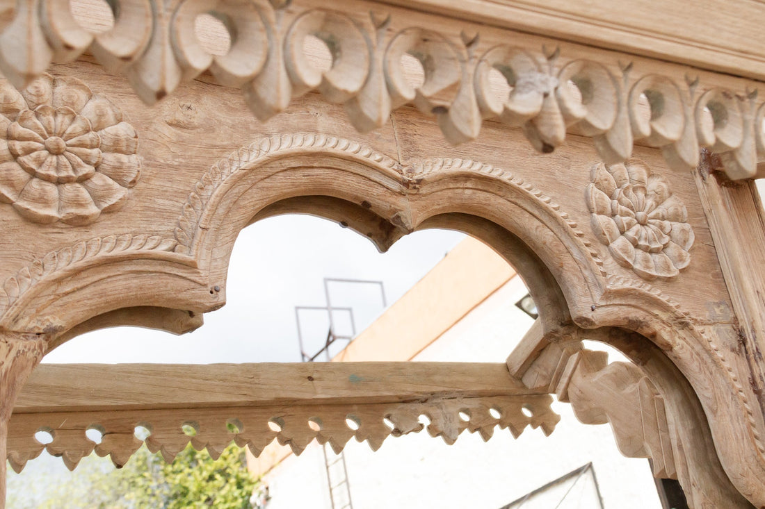 One-of-A-Kind Sun-Bleached Teak Arch Mirror