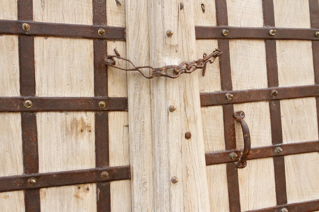Monumental Antique Teak & Iron Elephant Gates