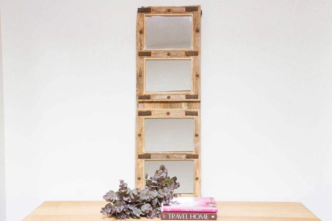 Antique Bleached Teak Window Mirror