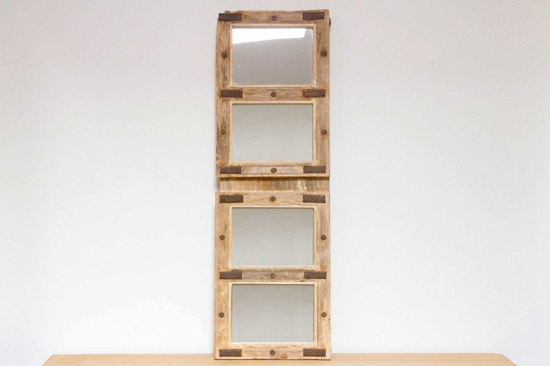 Antique Bleached Teak Window Mirror