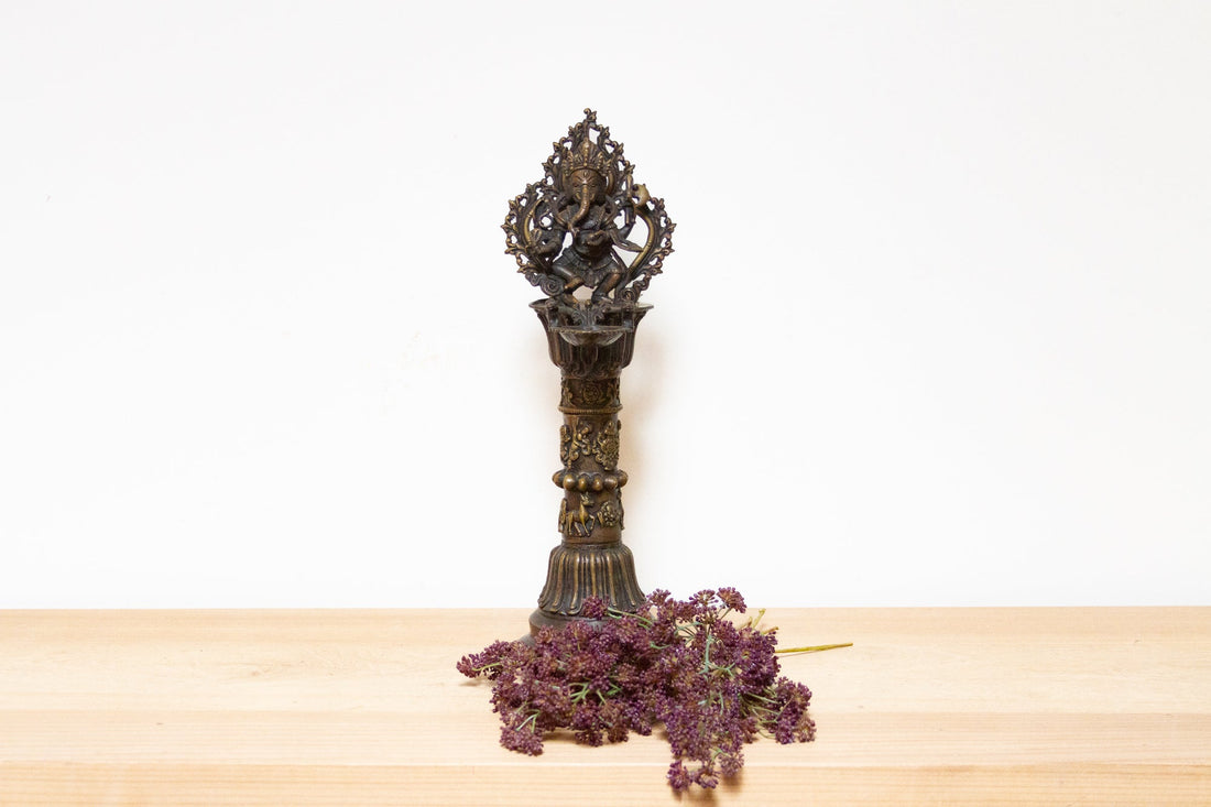 Tall Early 20th Century Ganesha Oil Lamp