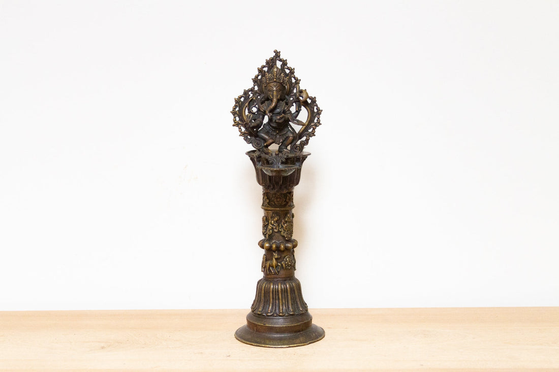 Tall Early 20th Century Ganesha Oil Lamp