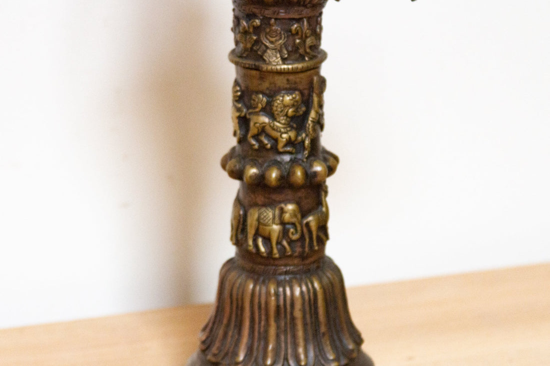 Tall Early 20th Century Ganesha Oil Lamp