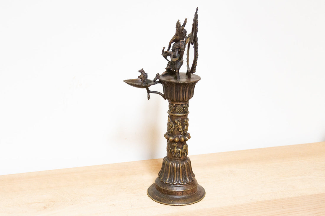 Tall Early 20th Century Ganesha Oil Lamp
