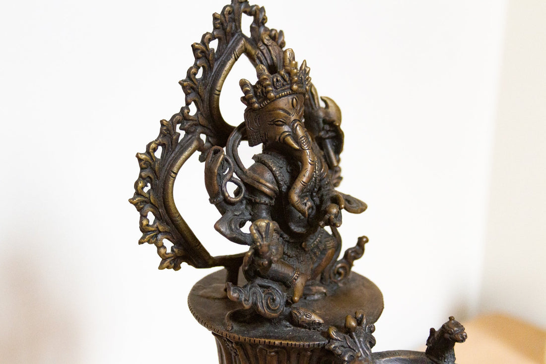 Tall Early 20th Century Ganesha Oil Lamp