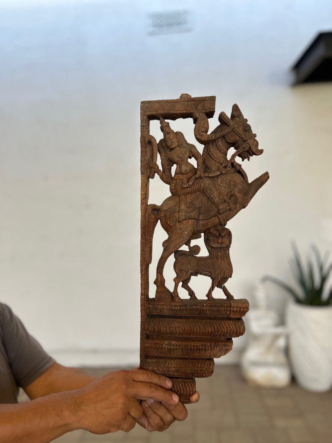 Set of 2 Finely Carved teak Corbels