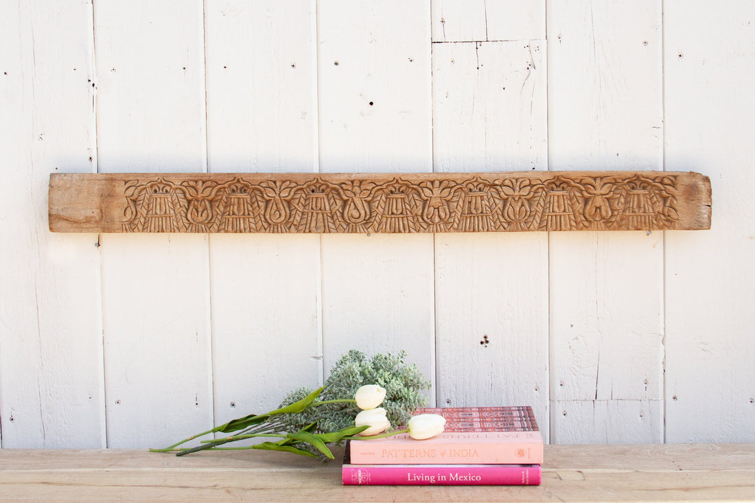 Antique Carved Teak Chemai Lintel (Trade)
