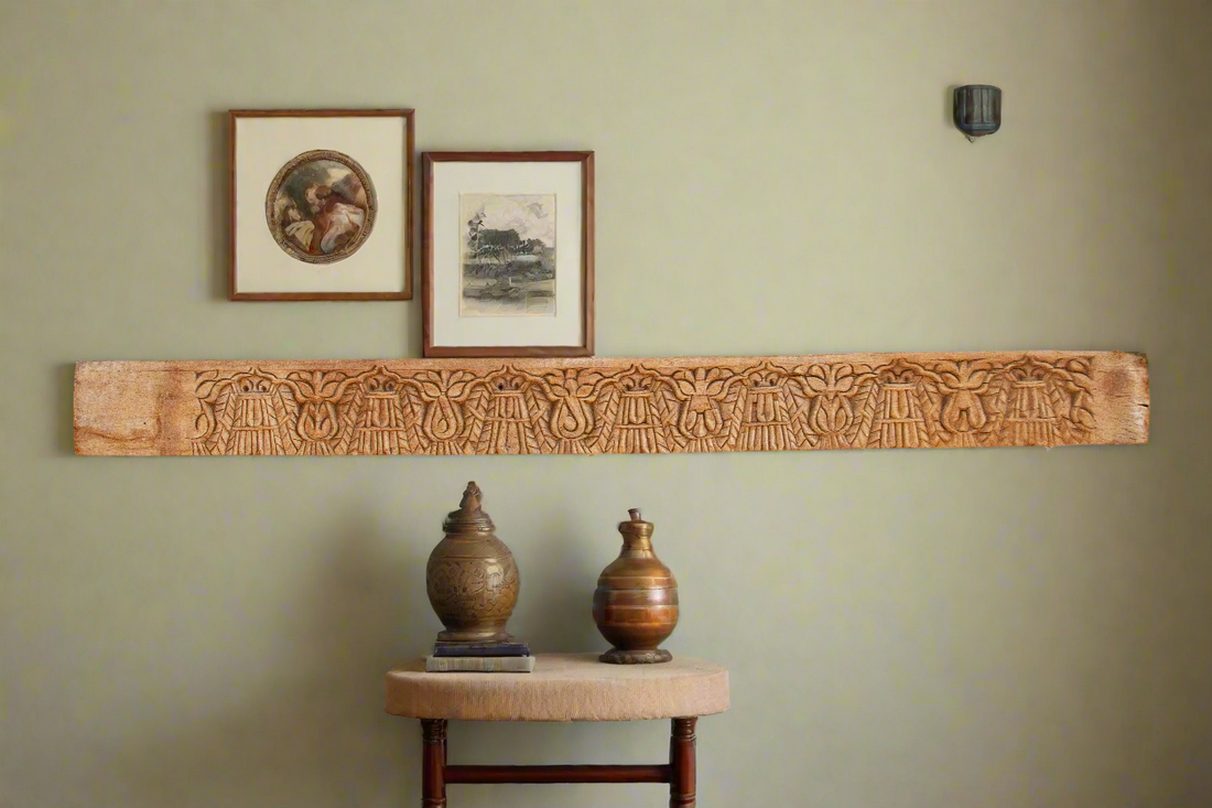 Antique Carved Teak Chemai Lintel