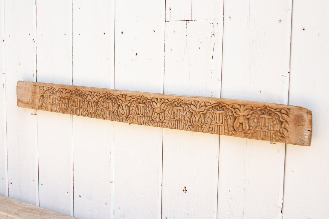 Antique Carved Teak Chemai Lintel (Trade)