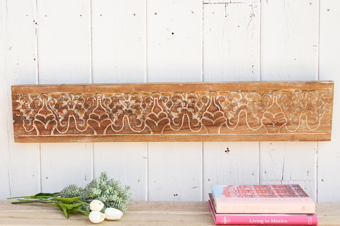 Whitewash Carved Teak Wall Panel (Trade)