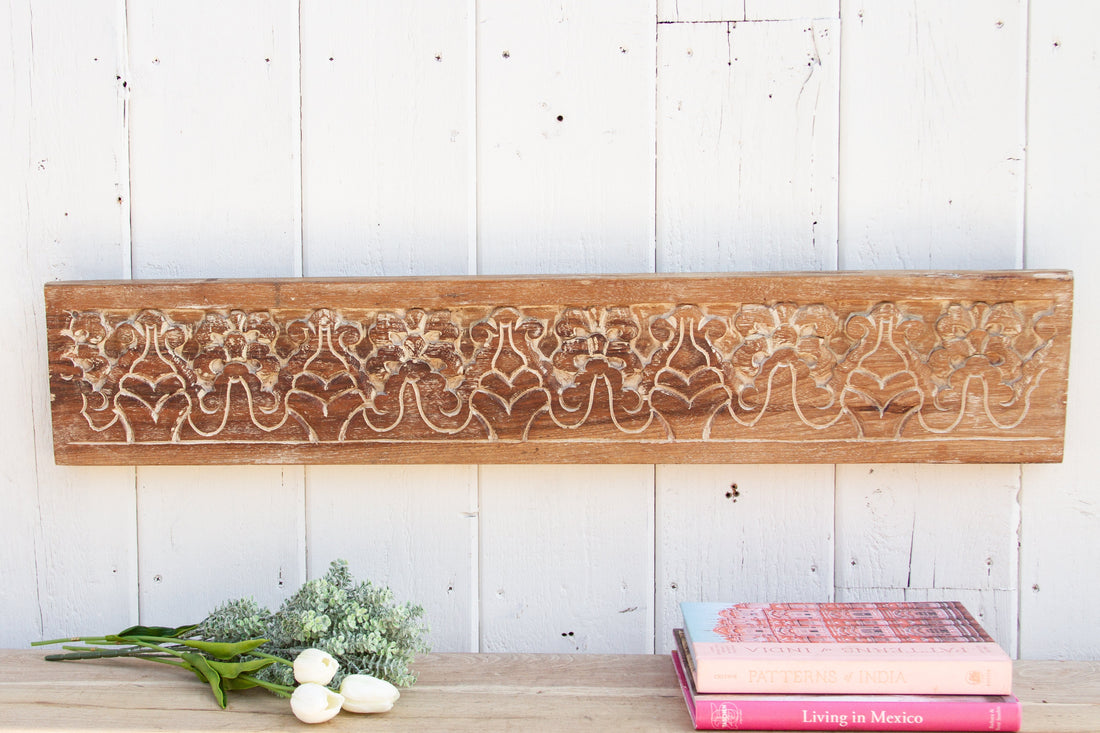 Whitewash Carved Teak Wall Panel (Trade)